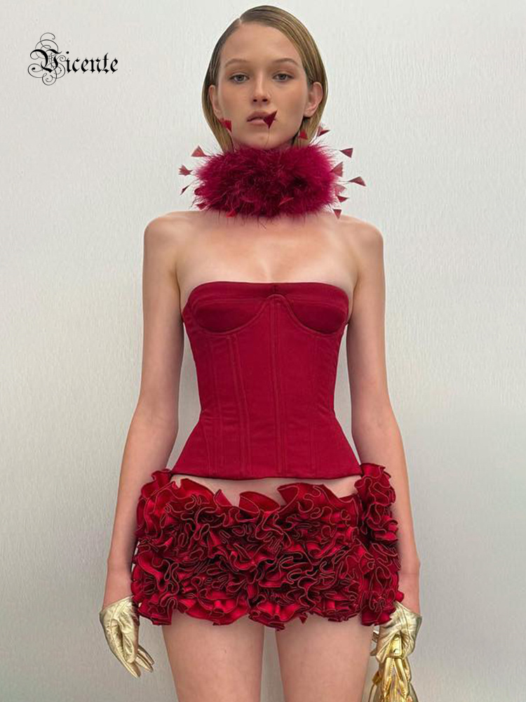 Shift Dress Sleeveless - VC Christmas Dress Strapless Red Structured