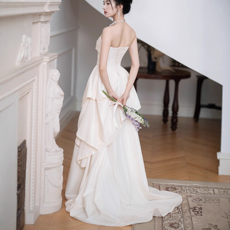 Shift Dress Sleeveless - French Strapless Bride Engagement Dress, Female
