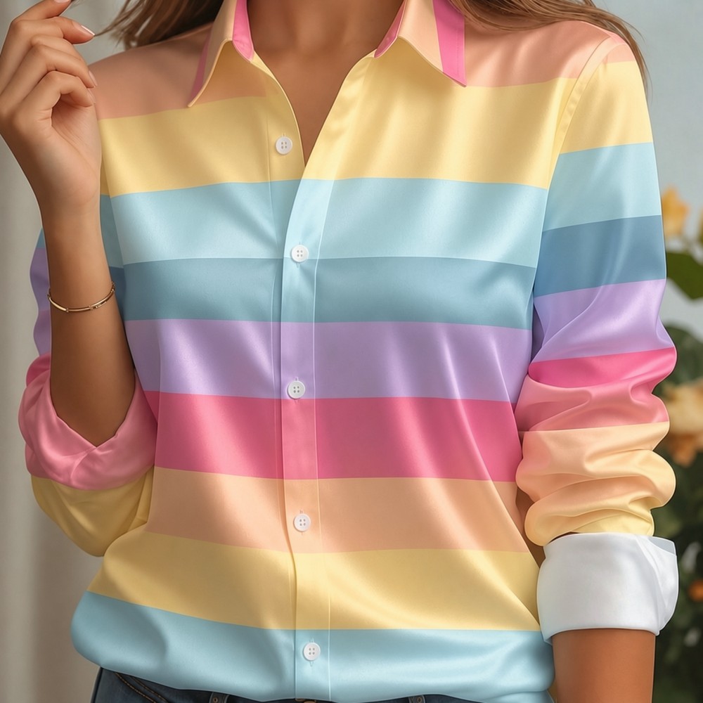 Women Satin Lapel Collar Shirt - Women'S Work Fashion review and price