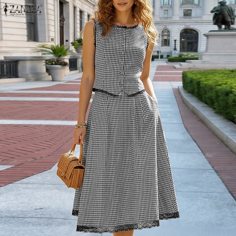 Elegant Women 2 Pieces Sets ZA - Shift Dress Sleeveless review and price