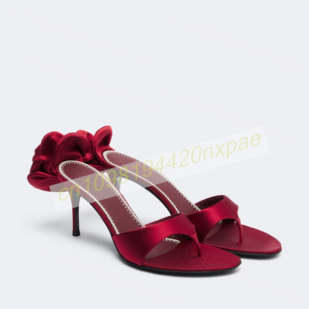 Women Red Satin Thong Mule San - Women'S Formal Wear For Wedding review and price