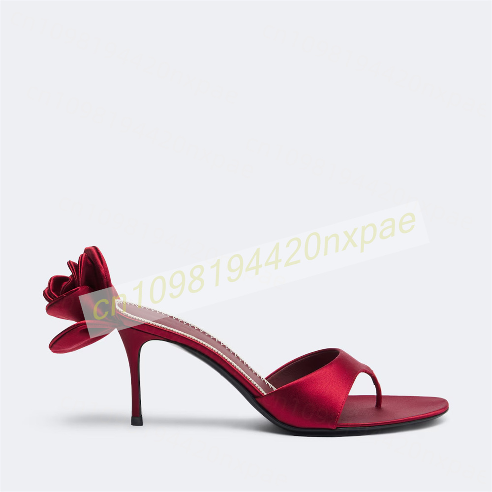 Women Red Satin Thong Mule San - Women'S Formal Wear For Wedding review and price