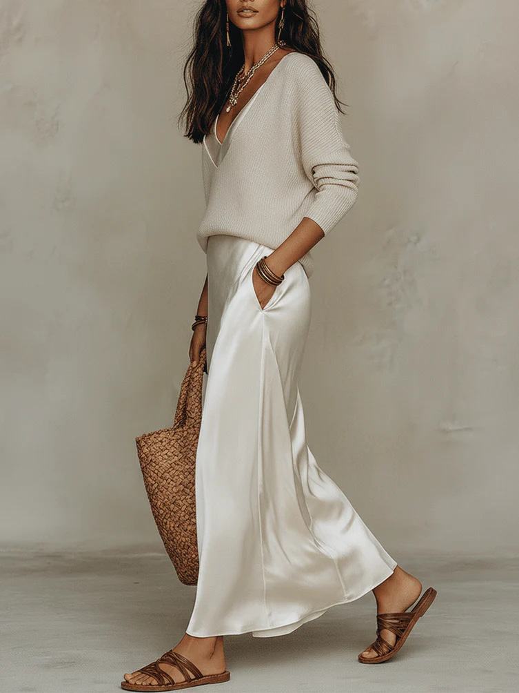 Chic Women's Satin Maxi Dress  - Shift Dress Sleeveless review and price
